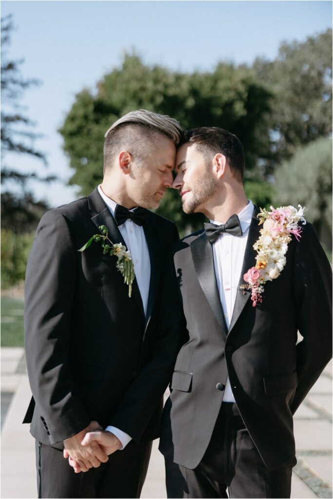 Gay Wedding Floral Lapel Groom Glam Dapper Status Salon Beauty Agency